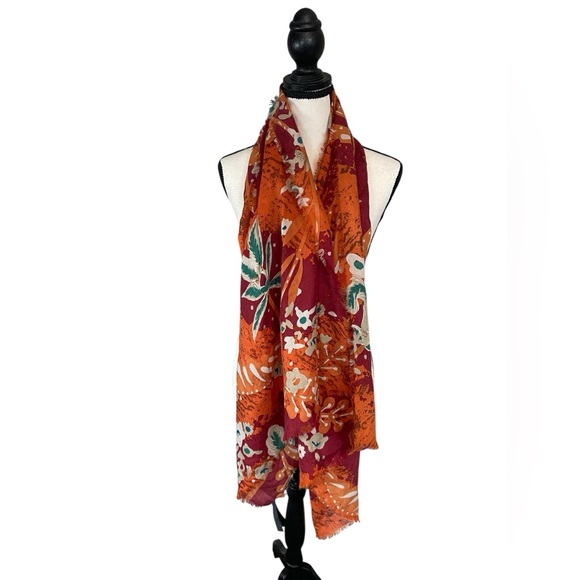 Burberry Orange and White Patterned Scarf